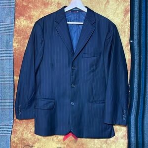 J.CREW-men’s black w/sliver pin stripe wool long sleeve sport/blazer suit jacket